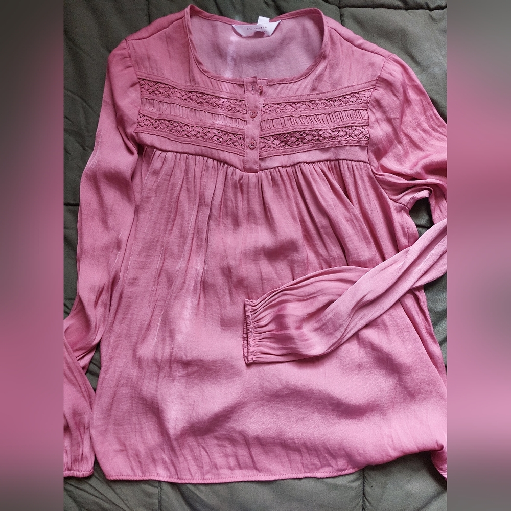 Pink Long Sleeve Blouse by LC Lauren Conrad Size XS